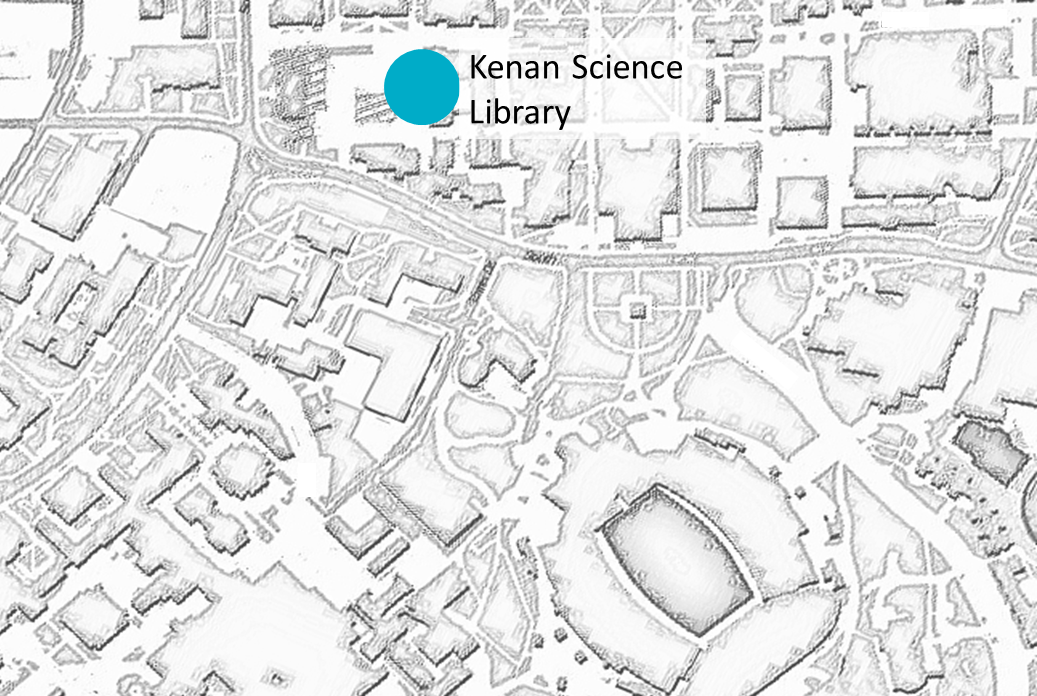 map highlighting location of Davis library