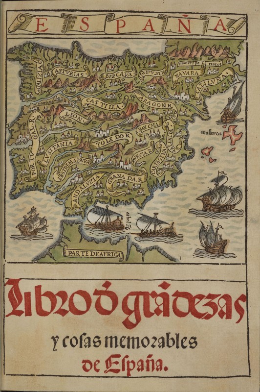 Antiquated map of Espana, or Spain