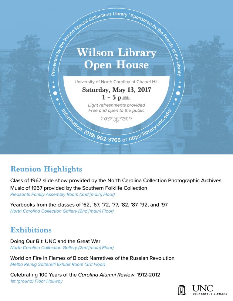 Flier for Wilson Library Open House