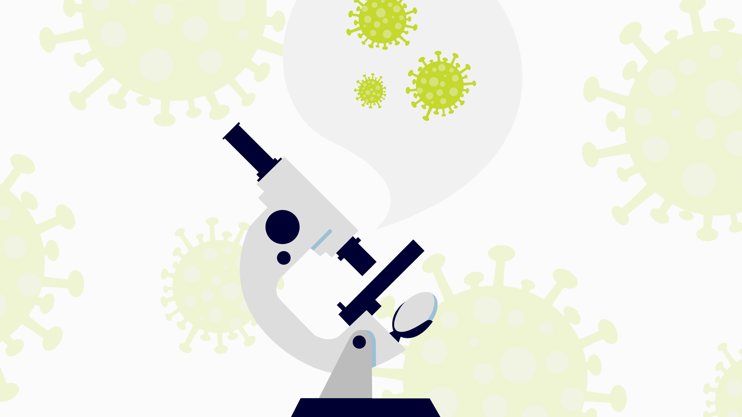 illustration of a microscope magnifying virus cells