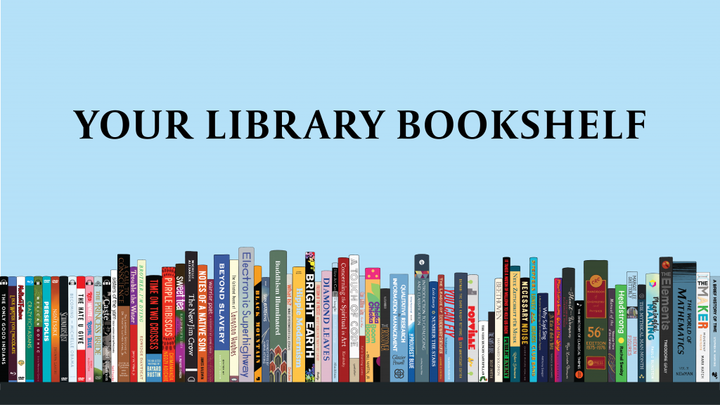 Feature image of Your Library Bookshelf Project showing illustrated books on a shelf