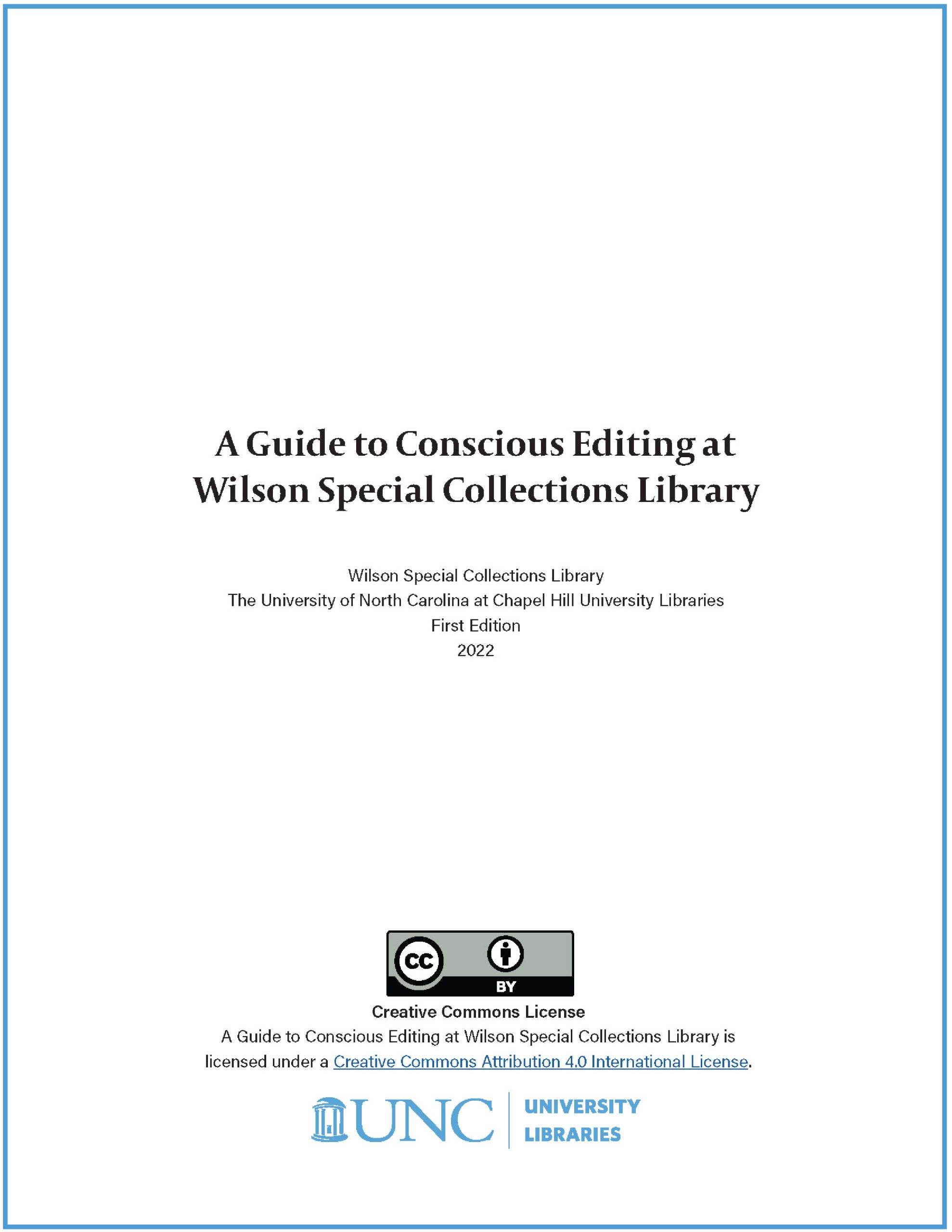 Front Page of Conscious Editing Guide