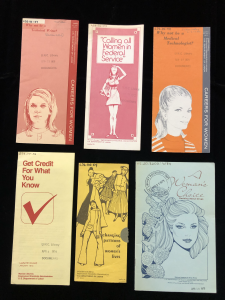 Six brochures from the U.S. Department of Labor covering topics related to women's employment. 