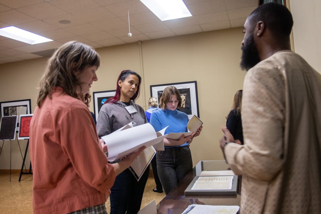 Rhiannon Giddens joined visitors to view materials by and about Omar ibn Said at Wilson Library in February.