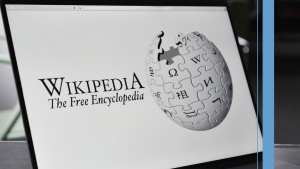 A screen displaying the Wikipedia logo.