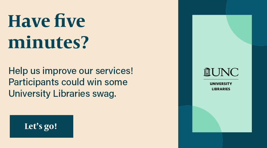 Have five minutes? Help us improve our services! Participants could win some University Libraries swag.